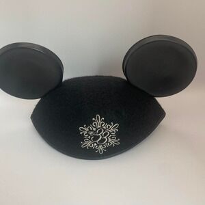 Vintage Disney Mickey Ears Hat Black Silver Embroidered Logo Jacobson USA Adult